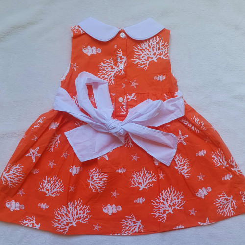 Robe sans manches à motif corail smockée pour petite fille Noumounest ™