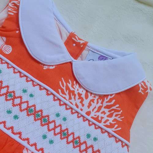 Robe sans manches à motif corail smockée pour petite fille Noumounest ™