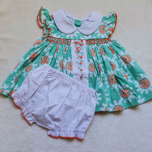 Robe à motif Tournesol avec sa petite culotte Noumounest ™