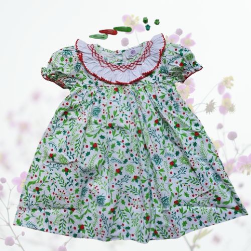 Robe à smocks imprimée à Fleurs Noumounest ™