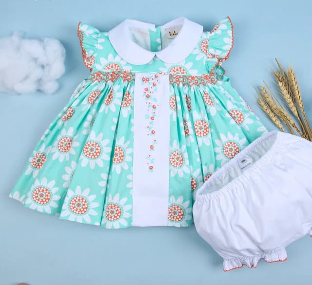 Robe à motif Tournesol avec sa petite culotte Noumounest ™